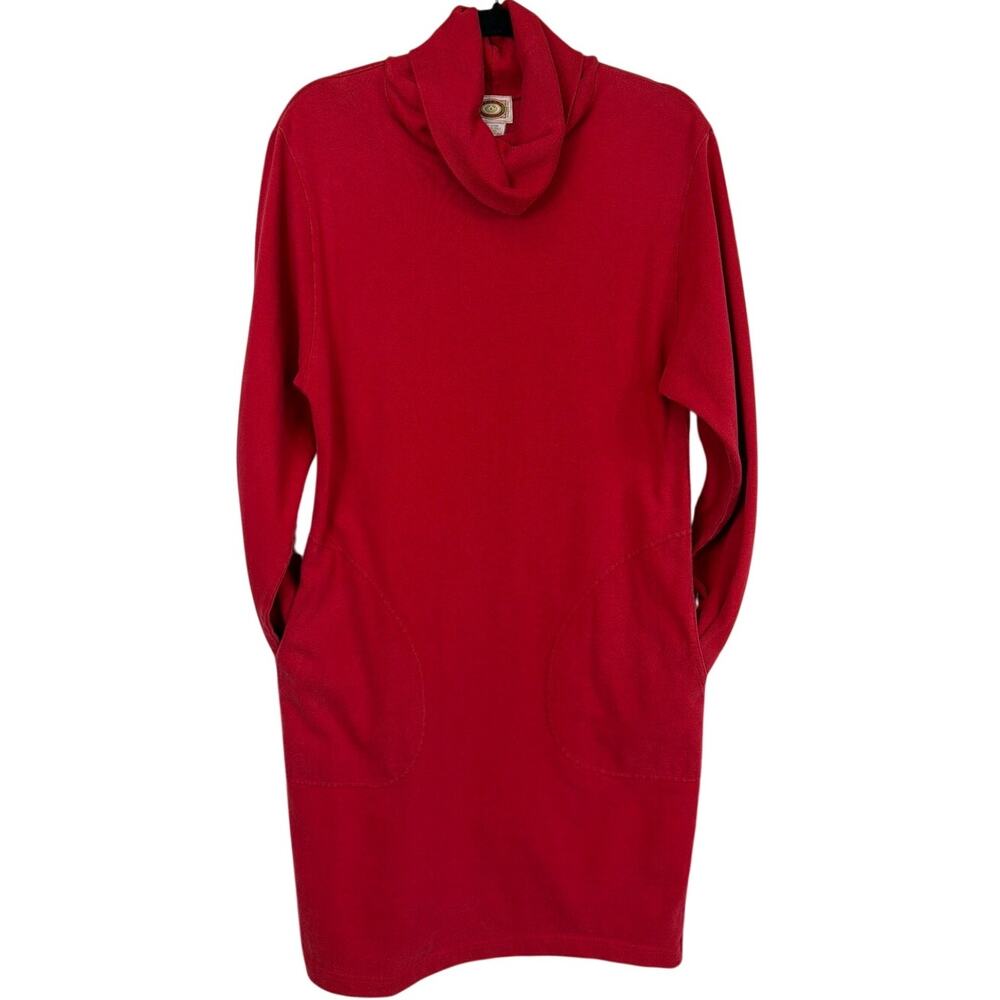 Vintage Banana Republic Red Cowl Neck Pocket Dress Made in Italy Size S/M